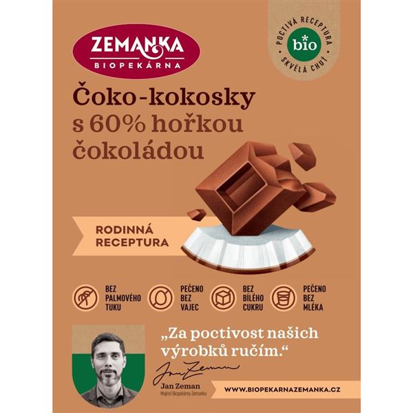 Bio čoko-kokosky s 60% hořkou čokoládou 5,5 kg