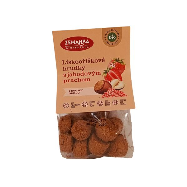 Lískooříškové bio hrudky s jahodovým prachem
